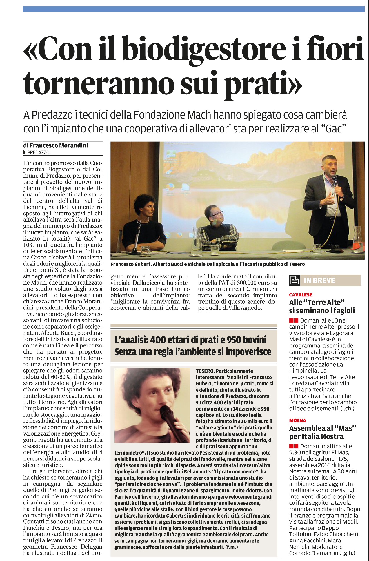 Articolo de il Trentino estratto da pagina 39 del 10 giugno 2016